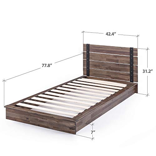 ZINUS Brock Metal and Wood Platform Bed Frame / Solid Acacia Wood Mattress Foundation / No Box Spring Needed / Easy Assembly, Twin