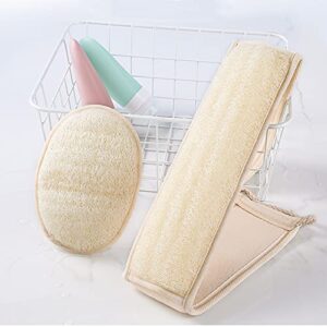 Natural Loofah Exfoliating Back Scrubber for Shower Set (Large), Loofah Sponge Pads & Body Sponge Scrubber, Deep Clean & Invigorate Your Skin, for Men and Women