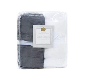 cozy fleece microplush super soft fitted crib sheets (set of 2), grey/white