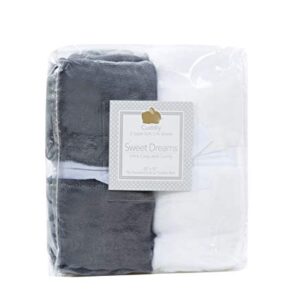 Cozy Fleece Microplush Super Soft Fitted Crib Sheets (Set of 2), Grey/White