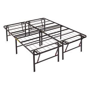 amazon basics foldable metal platform bed frame with tool free setup, 18 inches high, queen, black