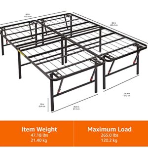 Amazon Basics Foldable Metal Platform Bed Frame with Tool Free Setup, 18 Inches High, Queen, Black