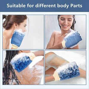 Back Scrubber for Shower.Loofah Eexfoliating.Back Cleaner and Bath Gloves with Soft and Loofah Surface for Men and Women.Durable.Easy Clean and Dry. (Light Blue)