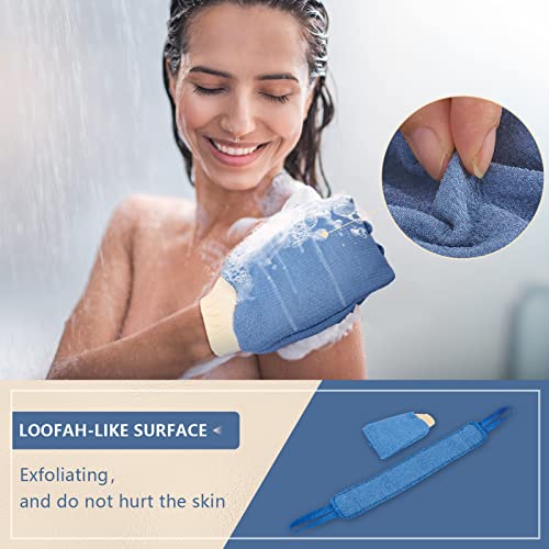 Back Scrubber for Shower.Loofah Eexfoliating.Back Cleaner and Bath Gloves with Soft and Loofah Surface for Men and Women.Durable.Easy Clean and Dry. (Light Blue)