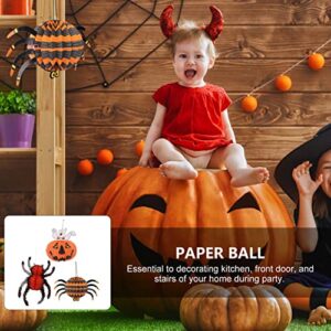 Hoement 24 pcs Decoration Birthday Ornament Decor Poms Pleated Halloween Personalized Decorative Honeycomb Ball Event Tissue Pumpkin Indoor Dot Garlands Fans Circle Pom Spider Pendant