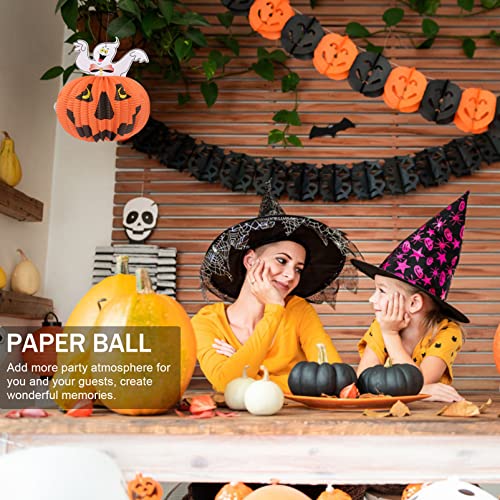 Hoement 24 pcs Decoration Birthday Ornament Decor Poms Pleated Halloween Personalized Decorative Honeycomb Ball Event Tissue Pumpkin Indoor Dot Garlands Fans Circle Pom Spider Pendant