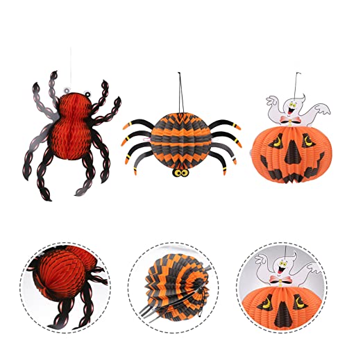 Hoement 24 pcs Decoration Birthday Ornament Decor Poms Pleated Halloween Personalized Decorative Honeycomb Ball Event Tissue Pumpkin Indoor Dot Garlands Fans Circle Pom Spider Pendant