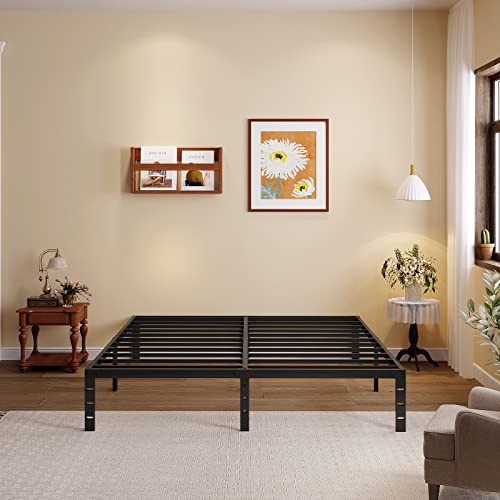 Vengarus 14 Inch Full Size Bed Frame,Platform Bed with Storage no Box Spring Needed Assembly Mattress Foundation,Black