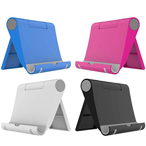 VOVIGGOL 4 Pack Cell Phone Stand for Desk, Foldable Cell Phone Holder Mobile Stand Phone Dock, Adjustable Tablet Stand Holder Compatible with iPhone 12 iPhone 11 Pro Xs X 8 iPad Samsung (4 Color)