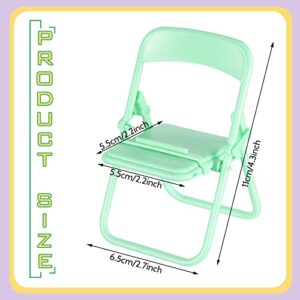 7 Pack Mini Folding Chair Cell Phone Stand Holder Desktop Foldable Candy Color Mobile Phone Holder Multi Angle Folding Chair Cradle for Desk Phone Cute Accessories Portable, 7 Different Random Colors