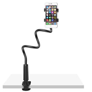 gooseneck cell phone holder bed, lazy bracket, universal mobile phone clip stand, flexible long arm rotating mount for for bed, office, kitchen, iphone, pad, watching movies