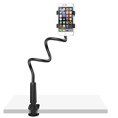 Gooseneck Cell Phone Holder Bed, Lazy Bracket, Universal Mobile Phone Clip Stand, Flexible Long Arm Rotating Mount for for Bed, Office, Kitchen, iPhone, pad, Watching Movies