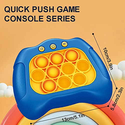 Rapid Push Puzzle Game Machine Fidget Light-Up Squeeze Sensory Fidget Toys Educational Push Bubble Toy Decompression Puzzle Button Game Machine Sensory Fidget Stress Relief Toys (Blue)