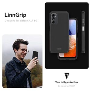 TUDIA Slim Grip Designed for Samsung Galaxy A14 5G Case (2023), [LINNGrip] Shockproof Lightweight Non-Slip Soft TPU Ultra Slim Protection for Galaxy A14 5G Phone Case (Black)