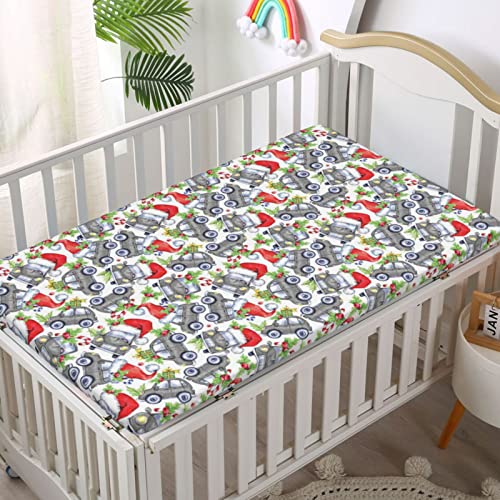 Cars Themed Fitted Crib Sheet,Standard Crib Mattress Fitted Sheet Soft and Breathable Bed Sheets-Crib Mattress Sheet or Toddler Bed Sheet, 28“ x52“,Lime Green Grey