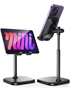 lamicall cell phone stand, phone holder - [height angle] adjustable mobile phone stand for desk, office, compatible with iphone 14 plus, 13, pro, pro max, mini 12 11 x xr xs, 4-10" cellphone & tablet