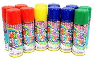 jaja-ru krazy string silly streamer can spray (12 cans) small party spray can confetti toy for kids and adults. kids' string launcher party favors stocking stuffers birthday bulk supplies. 3060-12a