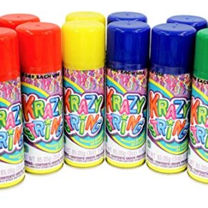 JAJA-RU Krazy String Silly Streamer Can Spray (12 Cans) Small Party Spray Can Confetti Toy for Kids and Adults. Kids' String Launcher Party Favors Stocking Stuffers Birthday Bulk Supplies. 3060-12A