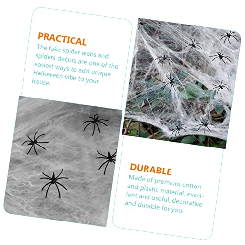 Gadpiparty 4 Sets Party Halloween Novelty for Props Fake Stretchy Cobweb Decorations Decoration with Scary Spiders and Webbing Indoor Web Decor Outdoor Spider