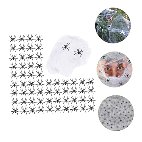 Gadpiparty 4 Sets Party Halloween Novelty for Props Fake Stretchy Cobweb Decorations Decoration with Scary Spiders and Webbing Indoor Web Decor Outdoor Spider