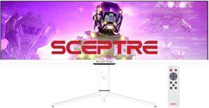 sceptre ips 43.8 inch ultrawide 32:9 led monitor 3840x1080 up to 120hz displayport hdmi usb type-c hdr600 amd freesync premium build-in speakers and remote, nebula white (e448b-fsn168)