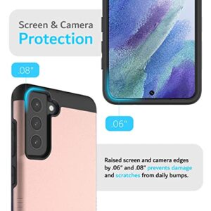 TUDIA DualShield Designed for Samsung Galaxy S21 FE Case 5G (2022), [Merge] Shockproof Military Grade Tough Dual Layer Hard Slim Protective Case - Rose Gold