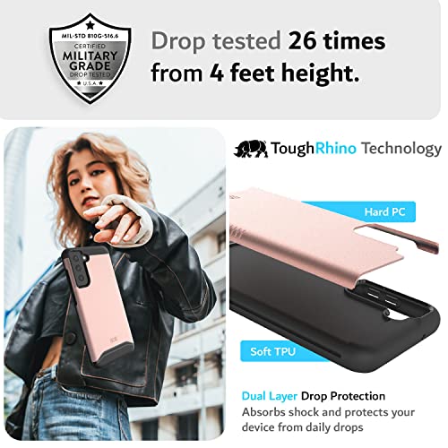 TUDIA DualShield Designed for Samsung Galaxy S21 FE Case 5G (2022), [Merge] Shockproof Military Grade Tough Dual Layer Hard Slim Protective Case - Rose Gold