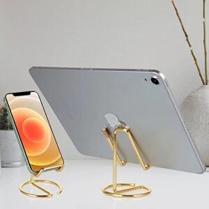 ROPOSY 2 Pack Cell Phone Stand for Desk, Cute Metal Gold Cell Phone Stand Holder Desk Accessories, Compatible with All Mobile Phones, iPhone, Switch, iPad