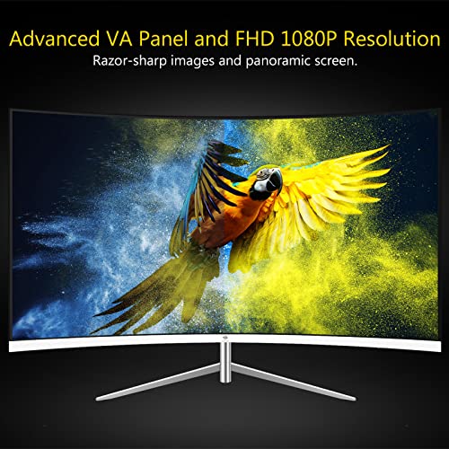 Z-Edge 27-inch Curved Gaming Monitor, Full HD 1080P 1920x1080 LED Backlight Monitor, with 75Hz Refresh Rate and Eye-Care Technology, 178° Wide View Angle, Built-in Speakers, VGA+HDMI