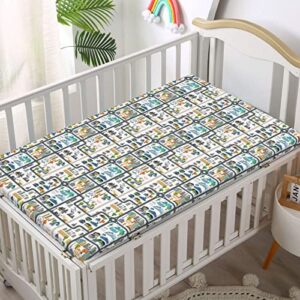 Car Race Track Themed Fitted Crib Sheet,Standard Crib Mattress Fitted Sheet Soft Toddler Mattress Sheet Fitted-Crib Mattress Sheet or Toddler Bed Sheet, 28“ x52“,Multicolor