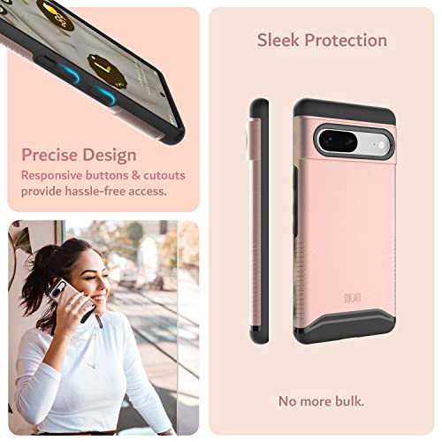 TUDIA Merge Compatible with Google Pixel 7 Case, [with mmWave 5G Antenna Cutout] Shockproof Military Grade Slim Dual Layer Protection for Pixel 7 2022 - Rose Gold