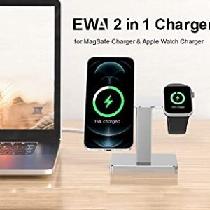 EWA 2 in 1 Magsafe Charger Stand, Aluminum Alloy,Phone Stand Holder,Compatible with iphone14/pro/pro Max, iPhone 13/12/ Pro Max/Mini and Apple Watch 3/4/ 5/6/ 7/8 Black - (Chargers Not Included)