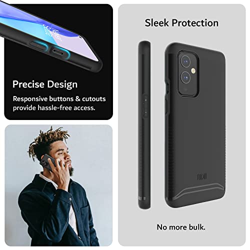 TUDIA DualShield Designed for OnePlus 9 Case 5G [NA/EU Version], [Merge] Shockproof Dual Layer Military Grade Drop Protection Slim Protective Case - Matte Black
