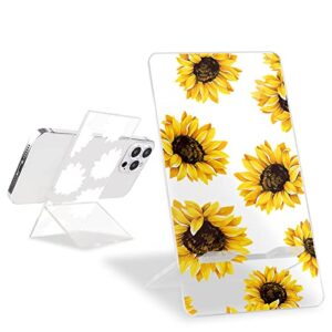 cute phone stand for desk clear yellow sunflower girls women kids pretty flower floral adjustable phone stand holder desk accessories compatible with all phones,tablets,iphone,switch,ipad.
