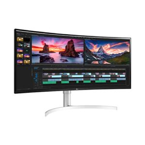 LG 38WN95C-W Monitor 38" 21:9 Curved UltraWide QHD+ (3840 x 1600) Nanio IPS Display, Thunderbolt 3, 1ms Response Time, 144Hz Refresh Rate, NVIDIA G-SYNC, AMD FreeSync -White/Silver