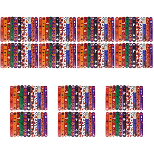 TOYANDONA 252 pcs Parties Photo Print Wristbands Prop Wrist Supplies Favors Decorative Party Wristband Band Pumpkin Spider Decors, Slap Snap Random Props Kids Decors Circle