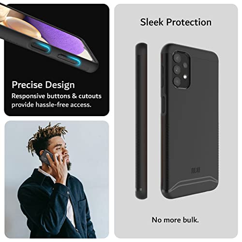 TUDIA DualShield Designed for Samsung Galaxy A32 5G Case, [Merge] Shockproof Military Grade Slim Dual Layer Hard PC Soft TPU Protective Case Cover - Matte Black