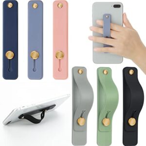 weewooday 6 pieces phone strap grip holder finger cell phone grip telescopic phone finger strap stand universal finger kickstand for most smartphones (soft colors)