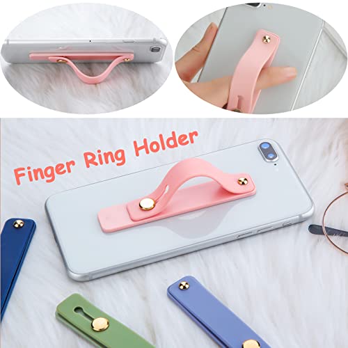 Weewooday 6 Pieces Phone Strap Grip Holder Finger Cell Phone Grip Telescopic Phone Finger Strap Stand Universal Finger Kickstand for Most Smartphones (Soft Colors)