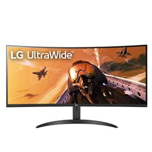 lg 34wp60c-b 34-inch 21:9 curved ultrawide qhd (3440x1440) va display with srgb 99% color gamut and hdr 10, amd freesync premium and 3-side virtually borderless screen curved qhd tilt