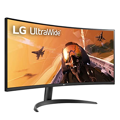 LG 34WP60C-B 34-Inch 21:9 Curved UltraWide QHD (3440x1440) VA Display with sRGB 99% Color Gamut and HDR 10, AMD FreeSync Premium and 3-Side Virtually Borderless Screen Curved QHD Tilt