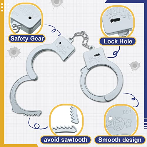 Junkin 24 Sets Plastic Handcuffs Toy with Safety Release Keys Hand Cuffs Fun Party Favor Gift for Kids Boys and Girls, Stage Costume Prop Toy Police Accessories