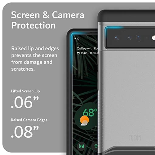 TUDIA DualShield Designed for Google Pixel 6 Pro Case (2021), [Merge] Shockproof Military Grade Heavy Duty Dual Layer Tough Protection for Pixel 6 Pro Case - Metallic Slate