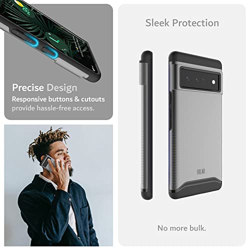 TUDIA DualShield Designed for Google Pixel 6 Pro Case (2021), [Merge] Shockproof Military Grade Heavy Duty Dual Layer Tough Protection for Pixel 6 Pro Case - Metallic Slate