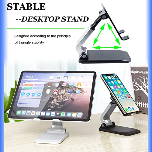 2-Pack Foldable Cell Phone Stand for Desk, Portable Height Angle Adjustable Phone Holder iPhone Stand with Storage Bag, Desktop Phone Cradle Mount Dock for Smartphone iPad Tablet