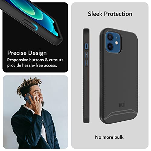 TUDIA DualShield Designed for iPhone 12/12 Pro Case (6.1"), [Merge] Shockproof Military Grade Slim Heavy Duty Tough Cover Compatible with iPhone 12 Phone Case - Matte Black