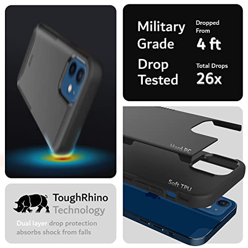 TUDIA DualShield Designed for iPhone 12/12 Pro Case (6.1"), [Merge] Shockproof Military Grade Slim Heavy Duty Tough Cover Compatible with iPhone 12 Phone Case - Matte Black