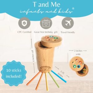 T and Me, Montessori Toddler Toys, Toys for 1-3 Year Old, 1 Year Old Gift, Wooden Toddler Toys, Toddlers Stay Busy, Sensory Toys, Learning Toys for Toddlers, Educational Games, Eco Friendly Bag, 10 PC