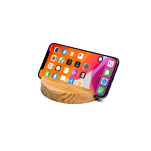 wooden cell phone stand accessories - not scratch - eco friendly oak wood - universal desktop cellphone holder - smartphone portable desk organizer compatible with all iphone android tablet