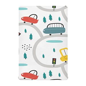 cartoon cars road crib sheets for baby soft and breathable baby crib sheets machine washable fitted crib sheet for kid boy girl